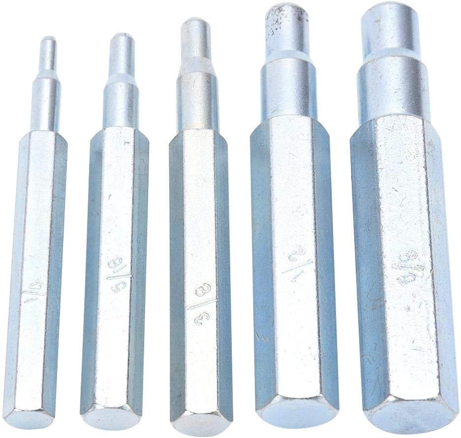 Garosa Swage Punch Kit Alloy Steel 5 Piece Set with 1/4 5/16 3/8 1/2 5/8 Inch Punches for Metal Tubing Hydraulic Fittings and Hose Assembly