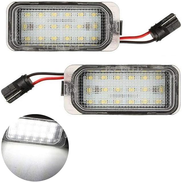 VIGORFLYRUN PARTS LTD 2pcs Car LED License Number Plate Light For F-ord Kuga Fiesta F-ocus M-ondeo/For XF XJ, 18 LED Canbus 12V Error Free White Lamp
