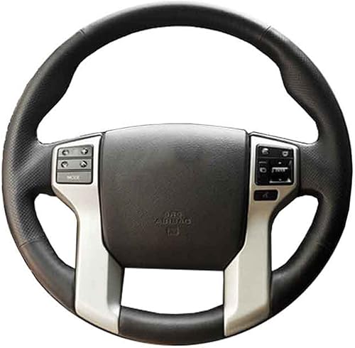 Funda de cuero negro para volante de automóvil para Toyota Land Cruiser Prado Tundra Tacoma 4Runner DIY cosido a mano fundas para volante de