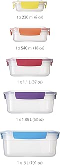 Joseph Joseph Plastic Food Storage Container Set with Lockable Airtight Leakproof Lids 10-piece 81098