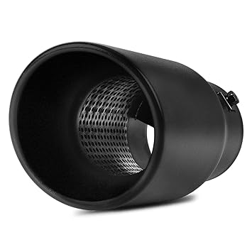 AUTOSAVER88 2.0-2.5 Inch Inlet Black Exhaust Tip, Black Powder Coated Stainless Steel Exhaust Tip, Bolt On Design.