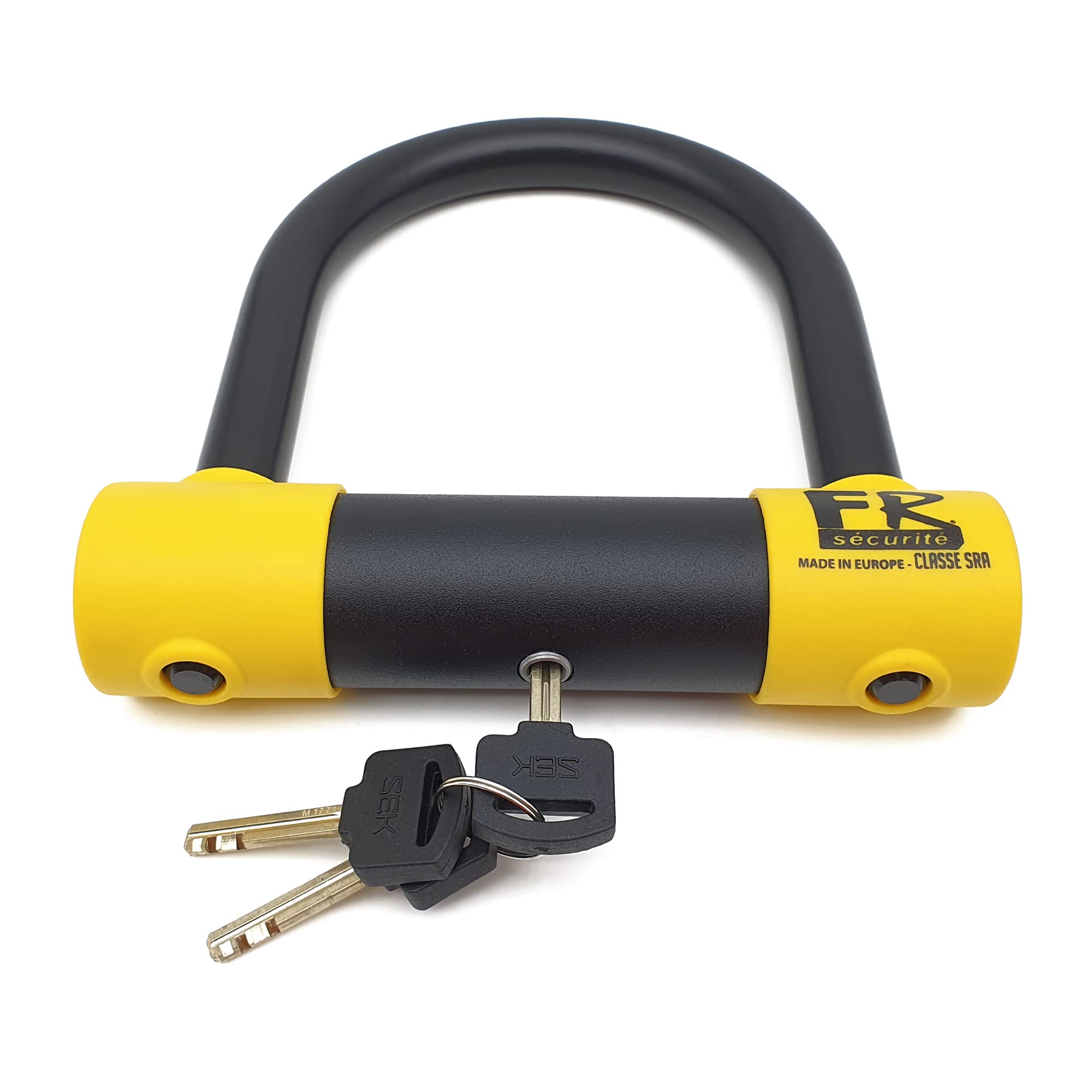 FR SÉCURITÉ FR120S Antivol Moto Homologué SRA, Haute Sécurité, U Ø18 en Acier Cémenté, Double Verrouillage avec Serrure Anti-Crochetage, Antivol Vélo U Robuste, Scooter et Vélo Électrique 120x120mm