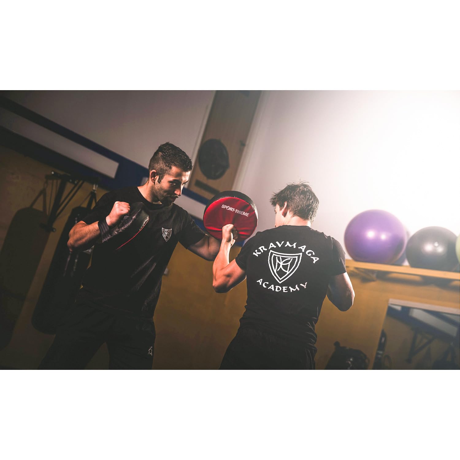 Sport-Thieme Schlagpolster Round | Partner-Training | 2 Halteschlaufen | Reißfestes Material | Boxen, MMA, Kampfsport | Schwarz | Ø 35 cm