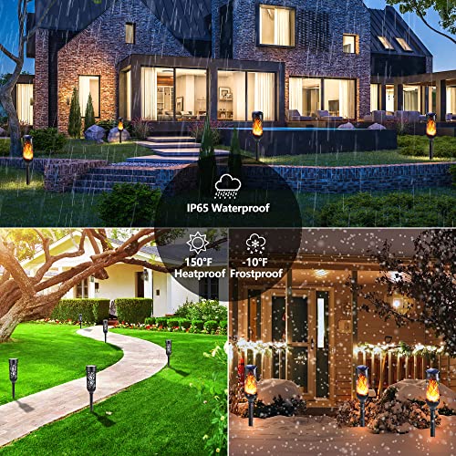 Moxled Solarlampen für Außen Garten, 6 Stück Solar Fackeln mit Realistischer Flammeneffekt, IP65 Wasserdicht Gartenfackeln Solarleuchten für Außen, Hinterhöfe, Gärten, Rasen Beleuchtung