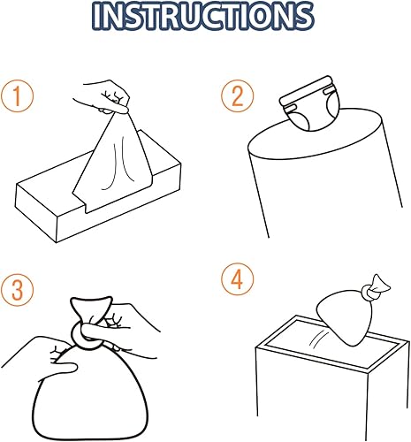 Miniatura 4 de Bolsas de pañales desechables con sellado de olores, tamaño XS, 300 unidades, bolsas de basura perfumadas para pañales de gran capacidad o bolsas de