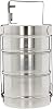 Indian Tiffin Stainless Steel 3/4 Tier Lunch Box Multi Layer Stackable Round Containers Tiffin Hot Food Carrier Tins Lunch Storage Portable for Kids Adults Work Office School Picnic (3 Tier)