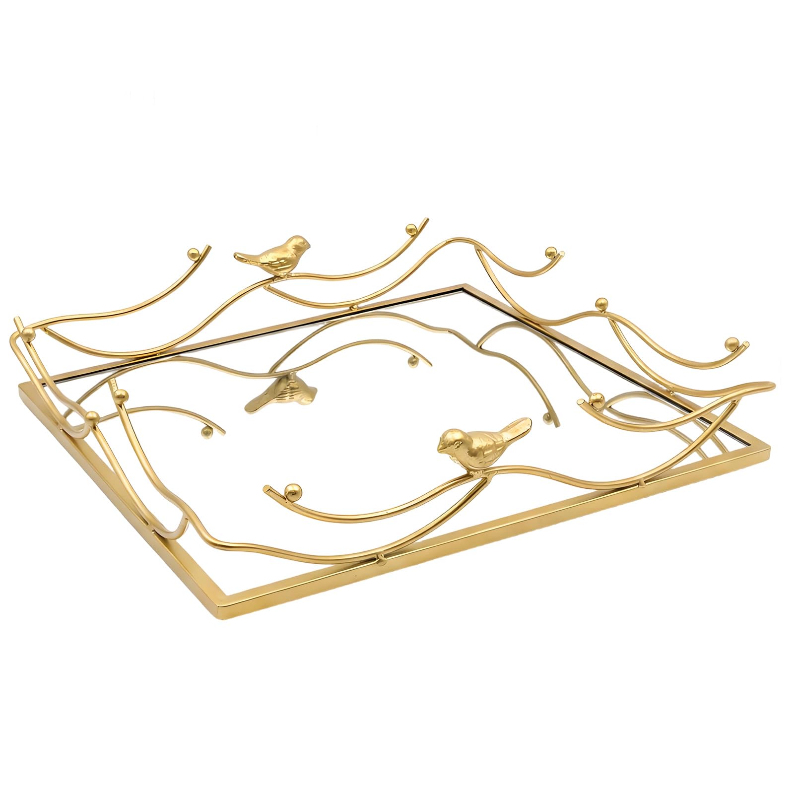 Metal Mirrored Tray for Cosmetic Perfumes Organizers Dresser Display Jewelry Holder Tray