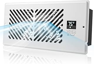 4" x 10" Register Booster Fan with Thermostat Control, Quiet Smart Register Vent with 10 Gear Wind Speed, Aluminum Frame Heating Cooling AC Vent Fits Register Holes (White)