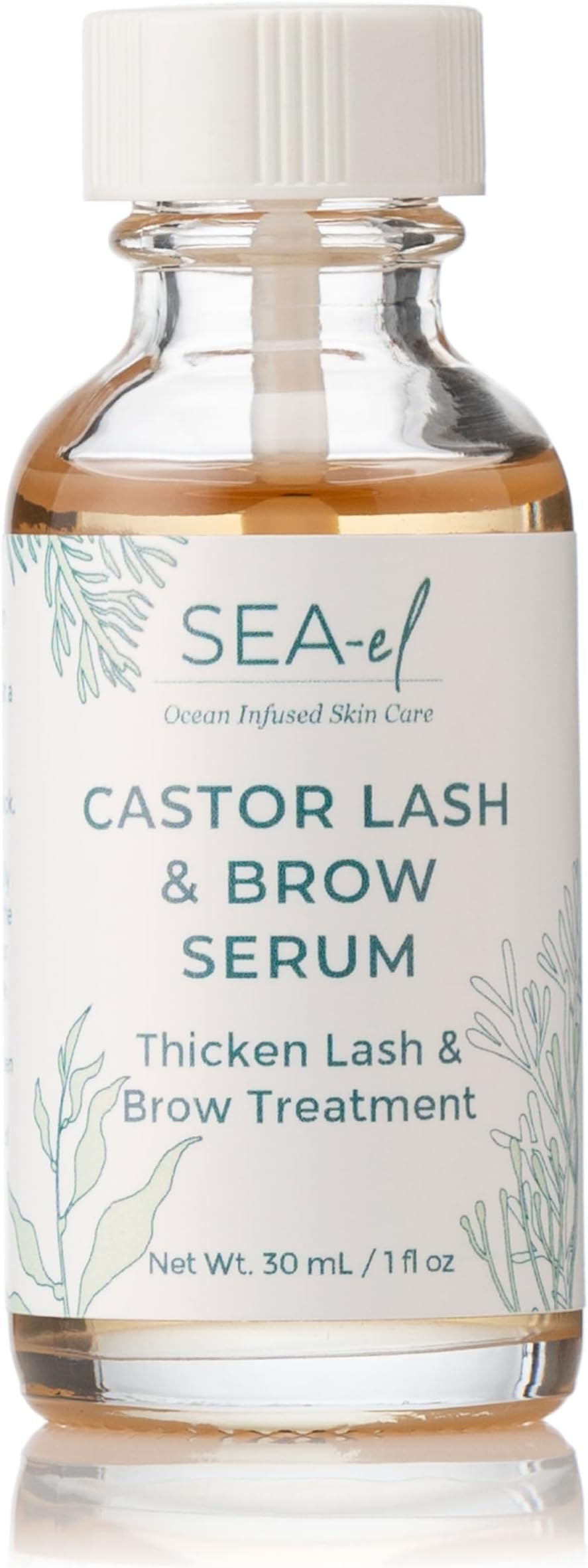 Sea El Castor Lash & Brow Serum Organic Castor Oil Rosemary Oil & Black Seed Oil Hair Conditioner - Eyelashes & Eyebrow Thickening & Growth Essentials for Women & Men - 1 fl oz Bottle
