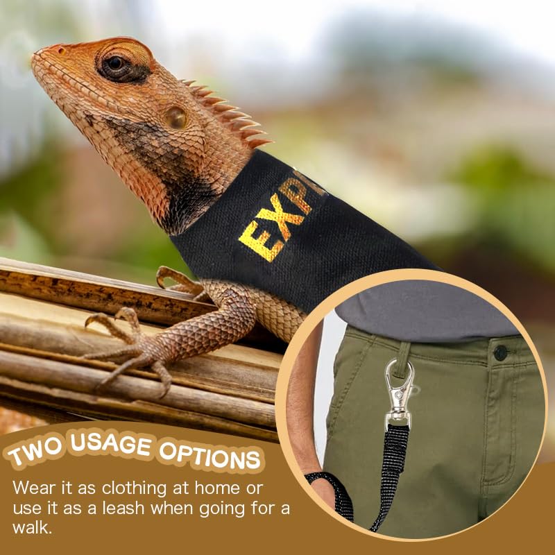 CQJ Bearded Dragon Leash and Harness Set, Adjustable Lizard Reptile Leash for Small Pets - Outdoor Safety Walking (Explorer Character) - Image 3