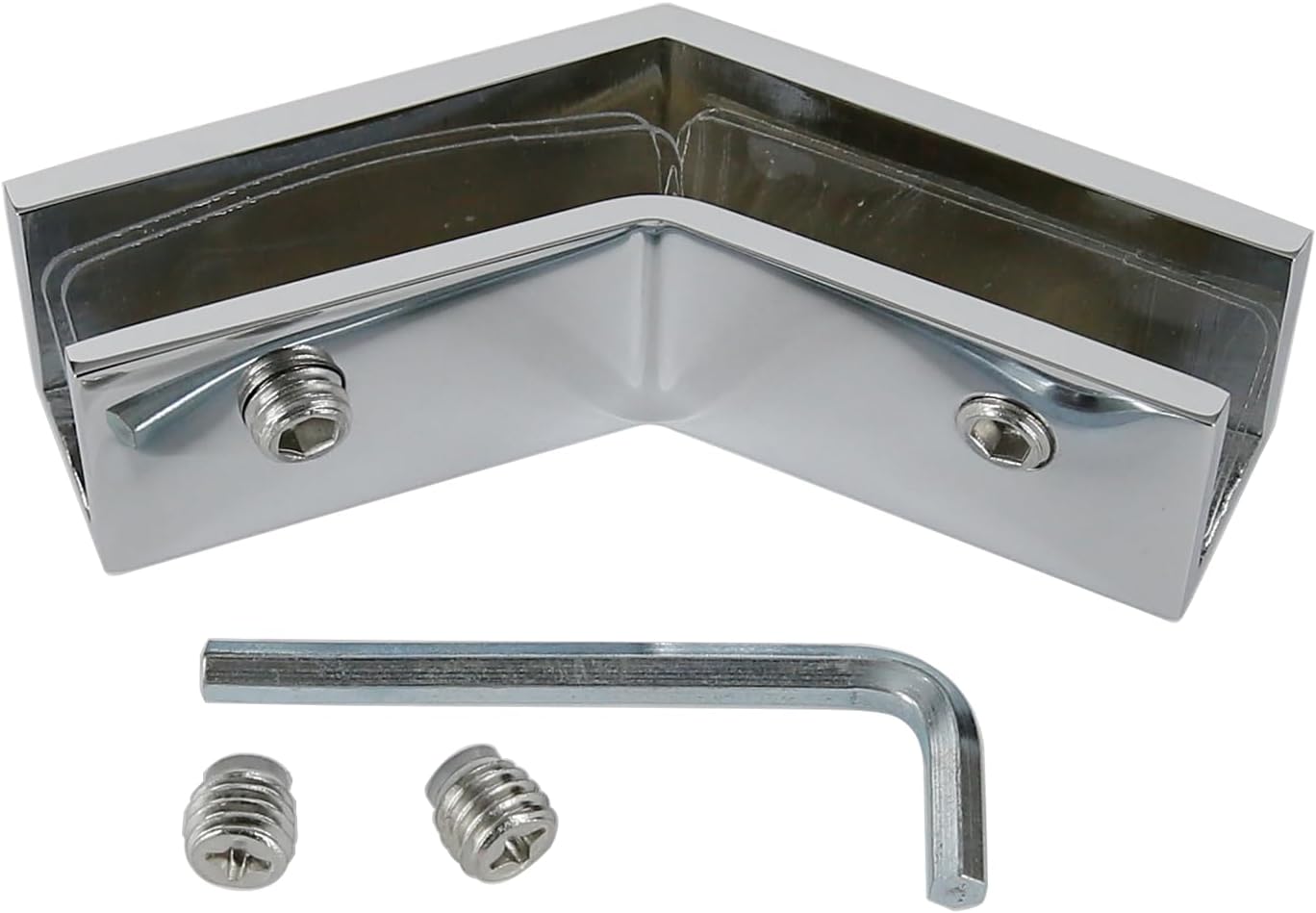 135 Degree Brass Glass to Glass Clamp Sleeve Over Shower Door Glass Clamp for 5/16" to 1/2" (8 to 12 mm) Glass Thickness (Chrome Finish CC-012135M)