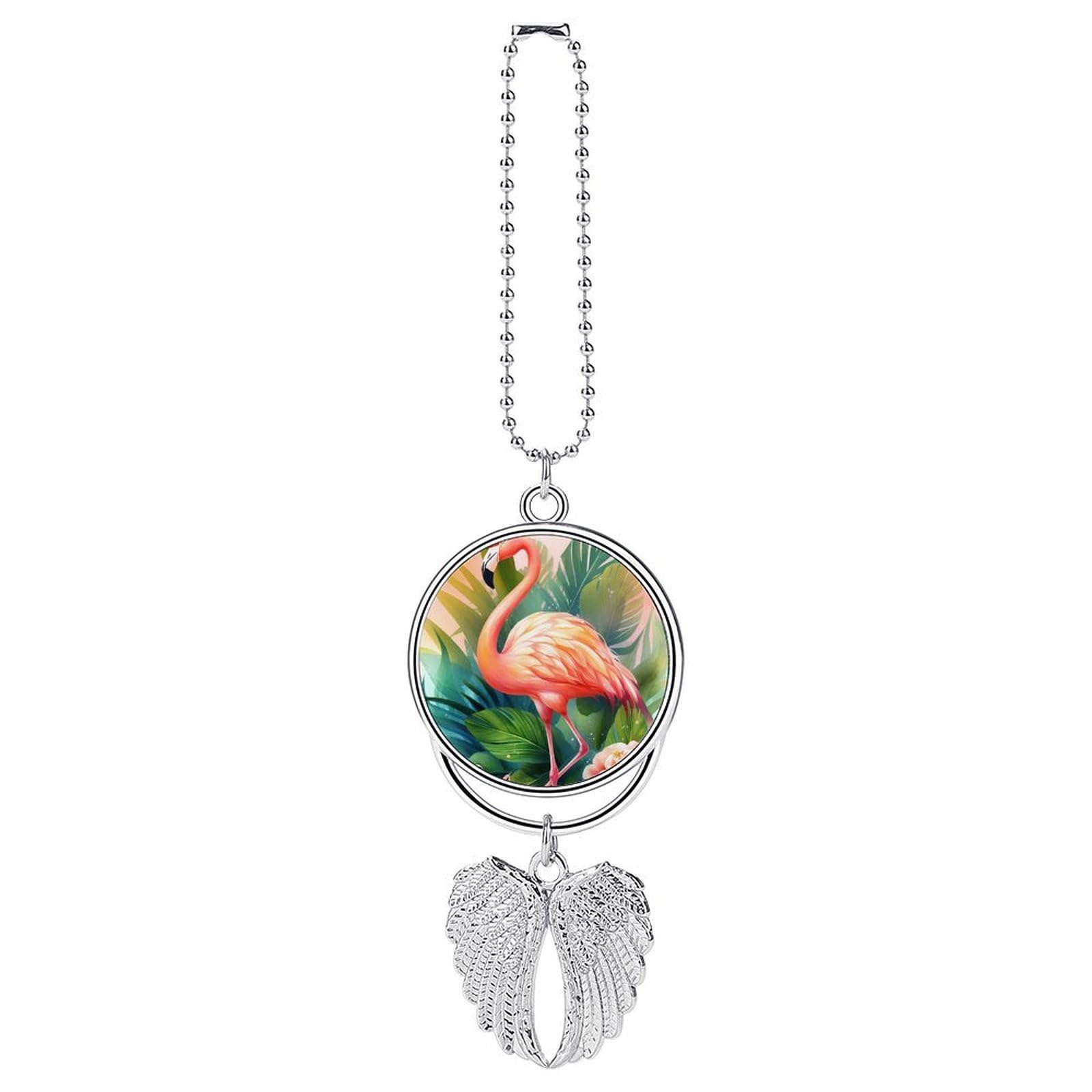 Tropical Flamingo Car Charm Alloy Car Rear View Mirrors Hanging Ornaments Stylish Car Pendant Funny Auto Hanging Accessories Car Hanging Ornaments Gift for Women Men