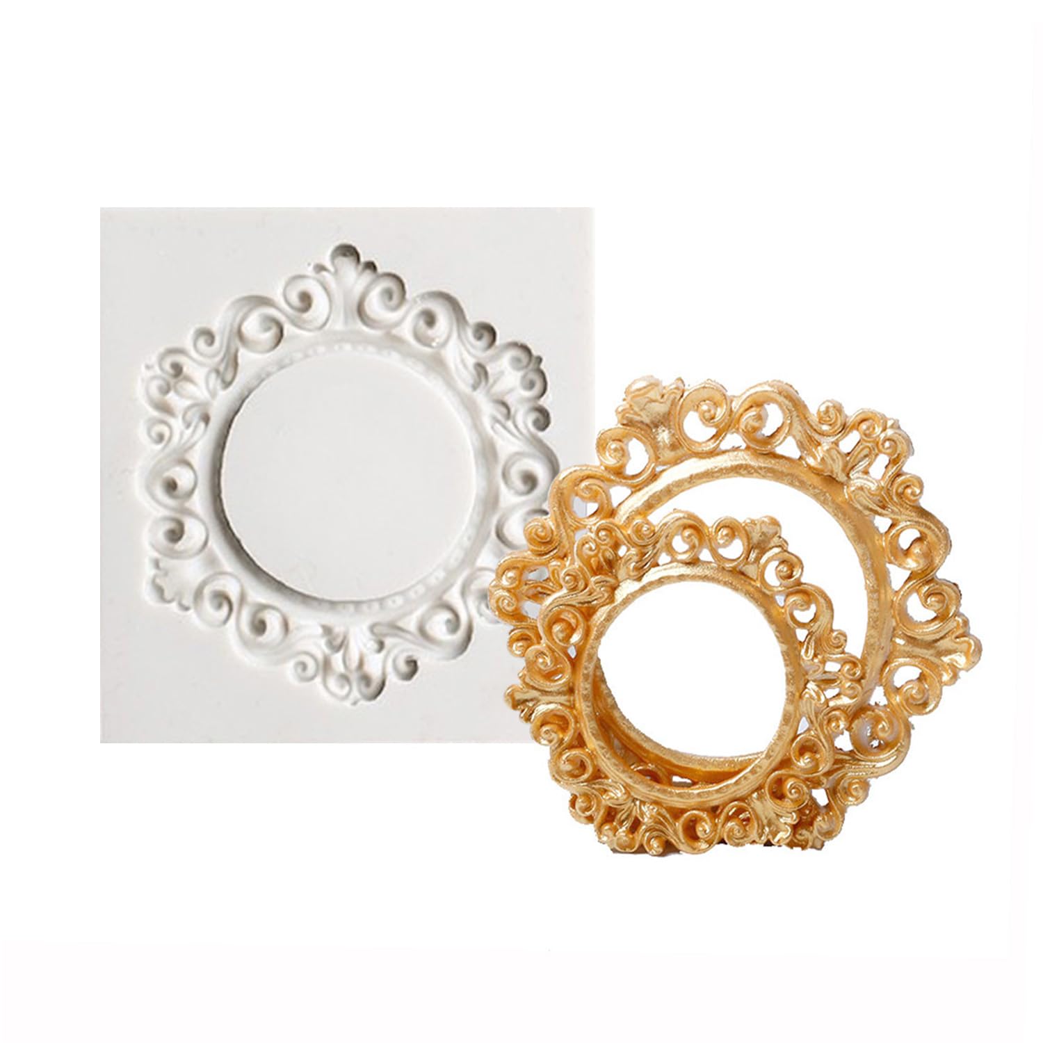 1Pcs Mini Frame Silicone Mold Sugarcraft Cake Decorating Tools Fondant Gompaste Molds 3.1x2.9" (Large)