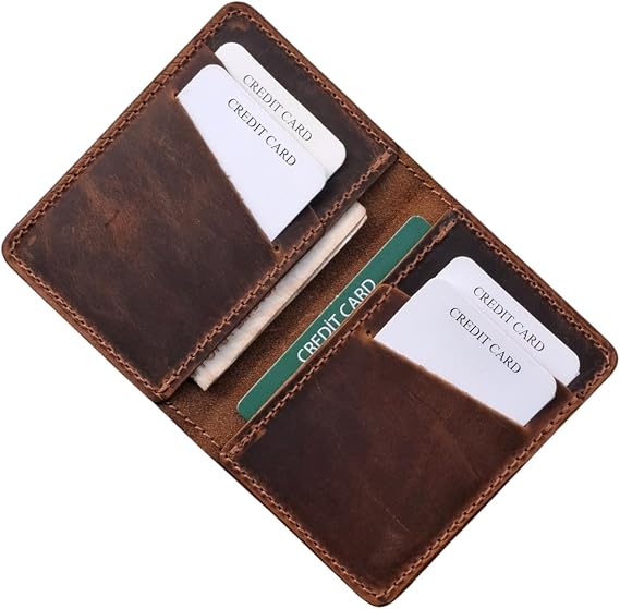 Genuine Leather Thin Wallet 4+2 Card And Vertical Card Holder With Cash Compartment (Taba)