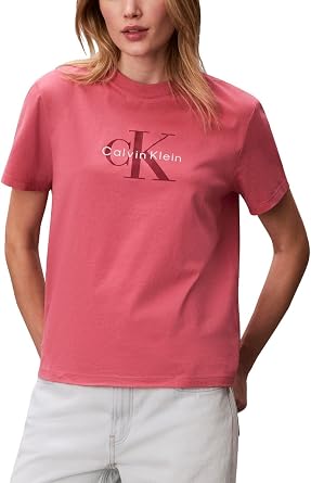 Calvin Klein Womens Monogram Logo Crewneck T-Shirt Calvin Klein Women