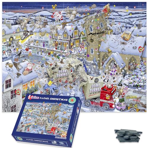 Mike Jupp Jigsaw Puzzles - I Love Christmas - 1000 Piece Jigsaw Puzzle For Adults | Made In Britain | 66cm X 50cm
