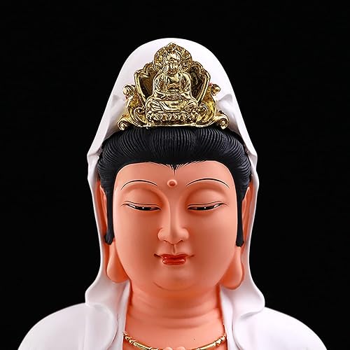 Miniatura 8 de CHUNCIN - Quan Yin Buddha Sitting on A Lotus Statue Guanyin, Kwan Yin, Kuanyin, Goddess of Mercy Handicraft Figurine Chinese Feng Shui Decor