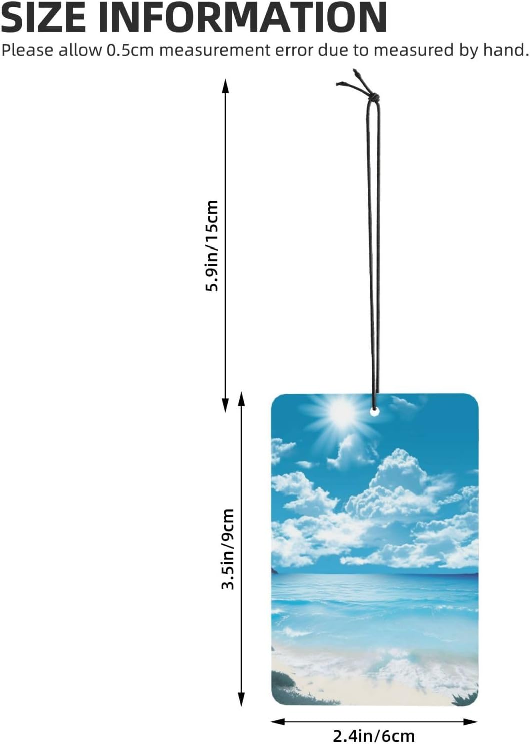 Car Air Fresheners Cards Set of 4 Pieces,Blue Sky Tropical Seascape Mirror Pendant Hanging Scented Cards for Wardrobe Bathroom Long-Lasting Auto Aromatherapy Tablets Gifts Car Rearview image 4