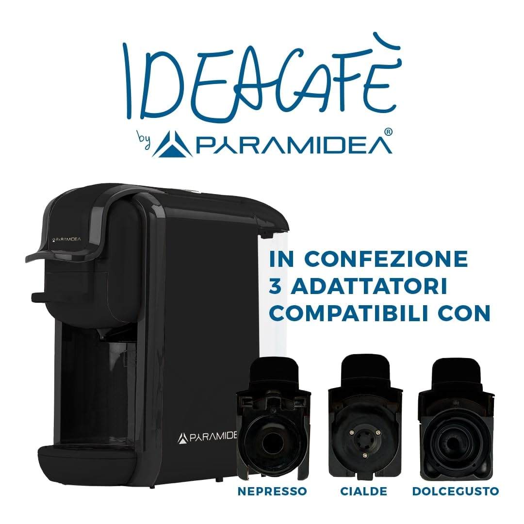 PYRAMIDEA Macchina per Caffè 3 in 1 Compatibile con Nespresso Dolcegusto e Cialde Bevande Fredde da 0,6L Nero ICP310B