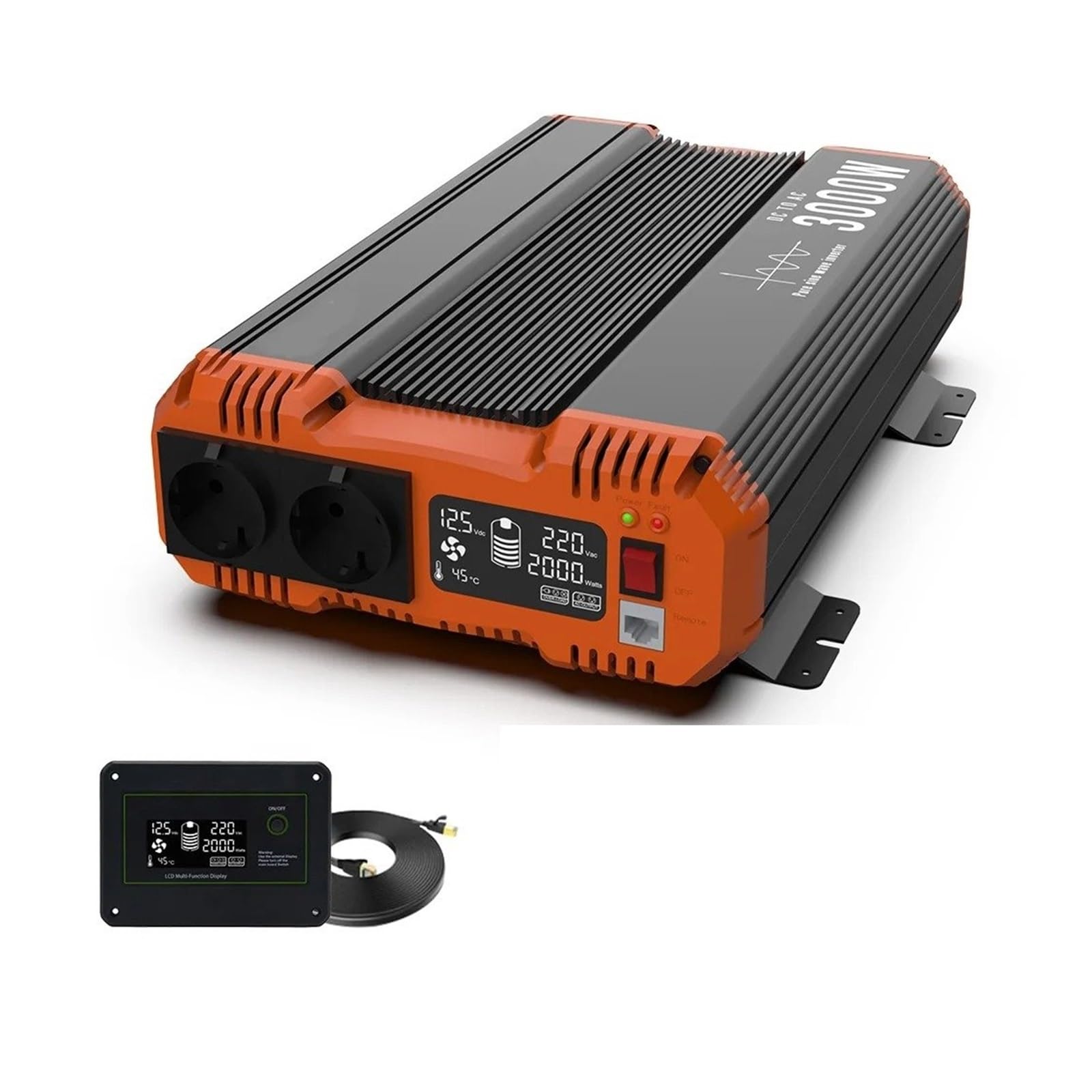Power Inverter Inversor Corriente Inversor Onda Sinusoidal Pura 7000 W 12 V/24 V/48 V A 220 V/230 V 3500 W Potencia Continua con Control Remoto Ideal para Hogar Autocaravana(48V,3000W-50Hz)