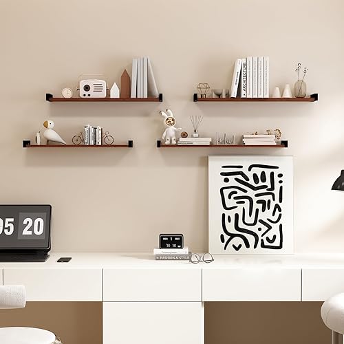 Miniatura 6 de Estantes de pared de 31.5 pulgadas de largo, juego de 4 estantes flotantes grandes para Bderoom, sala de estar, almacenamiento de cocina