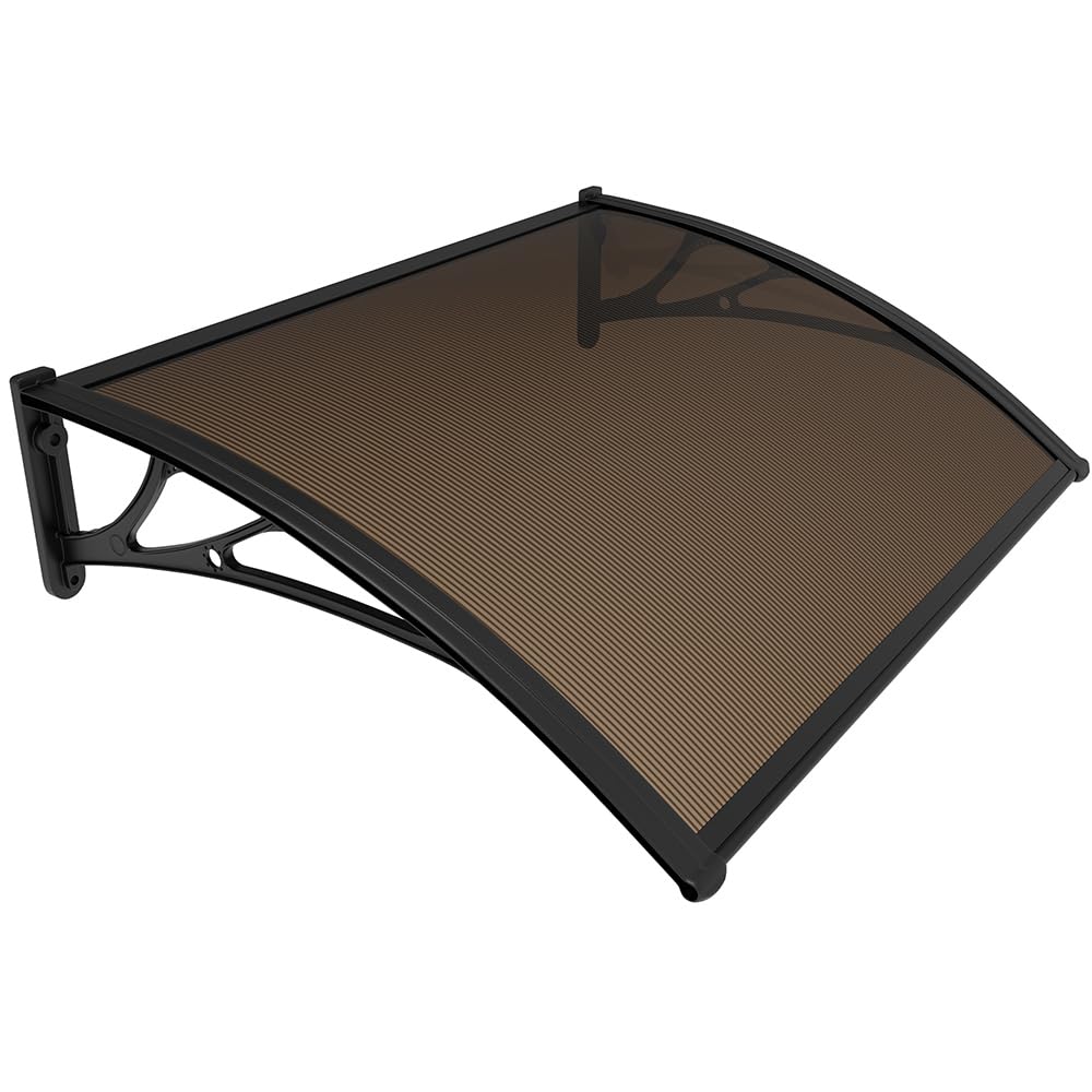 VOUNOT® Front Door Canopy Outdoor Awning, Rain Shelter for Back Door, Porch, Window, 120 x 80 cm, Brown