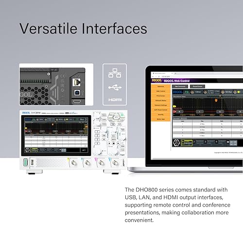 Miniatura 5 de RIGOL Osciloscopio digital DHO814 Banda de frecuencia de 100 MHz + resolución vertical de 12 bits + frecuencia de muestreo máxima de 1.25 GSas +