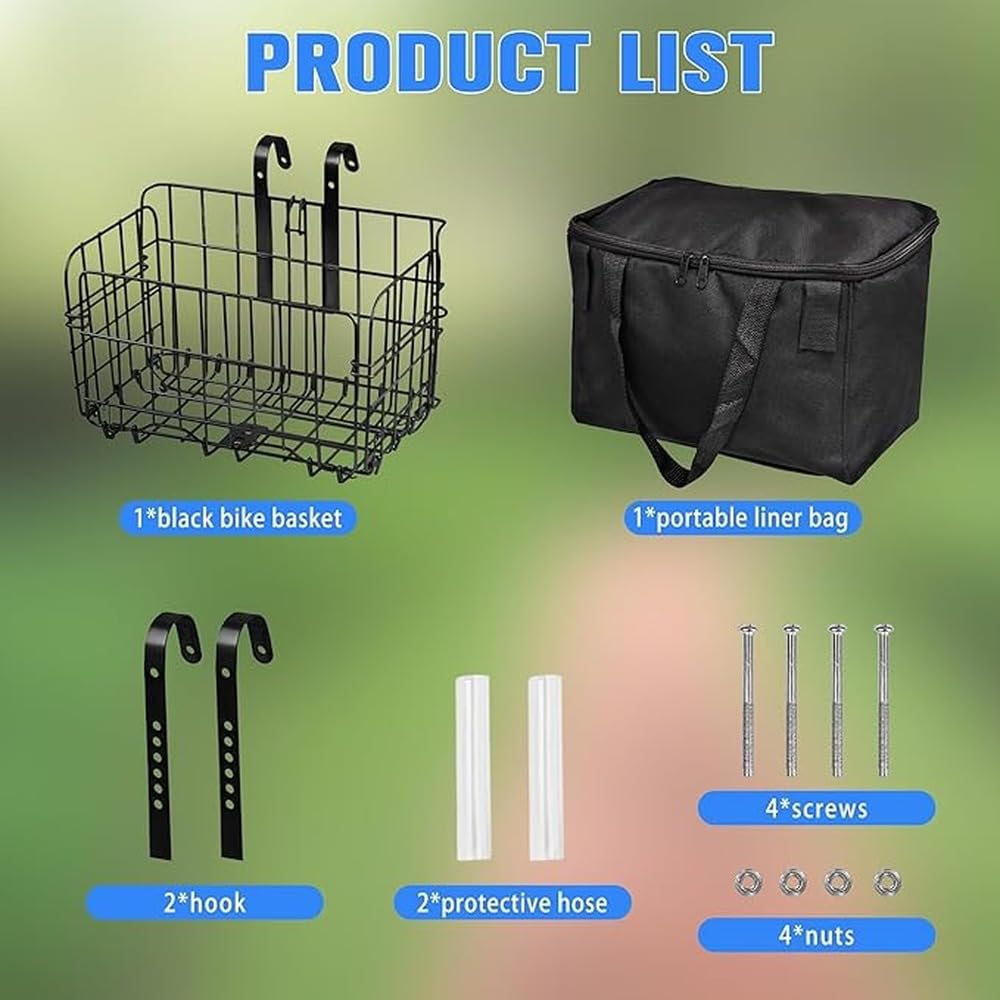 Cestino per bicicletta innovativo con struttura resistente, capacità di carico sicura 15 kg, accessori per monopattino elettrico e bicicletta.