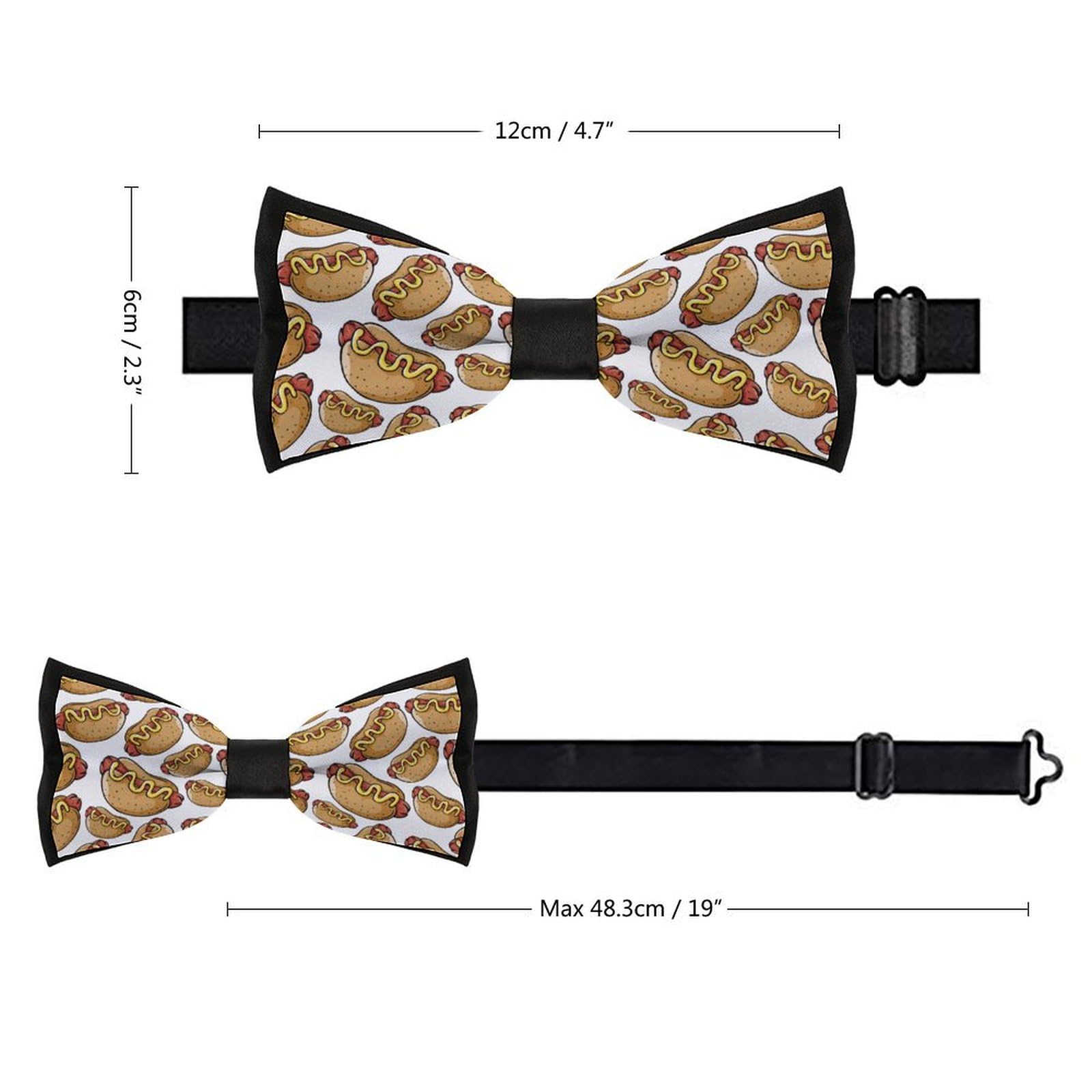 GoasNei Hot Dog Cartoon Bow Tie for Men Adjustable Necktie Funny Tie Neck Ties for Weddings Party