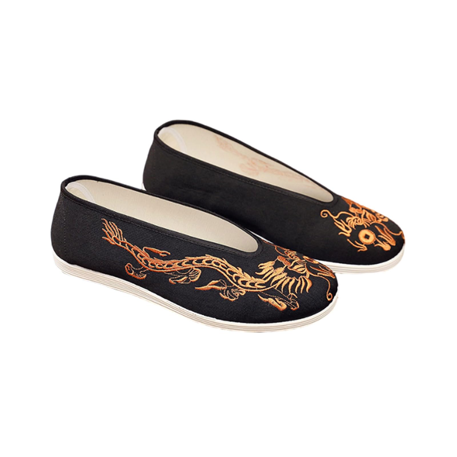 Yummsion Unisex Gold Chinese Traditional Martial Arts Shoes,Tai Chi Shoes,Old Beijing Cloth Tai Chi Shoes,,Breathable,Comfortable,Slip On Breathable,Tai Chi,Qi Gong,Kung Fu,And Wing Chun