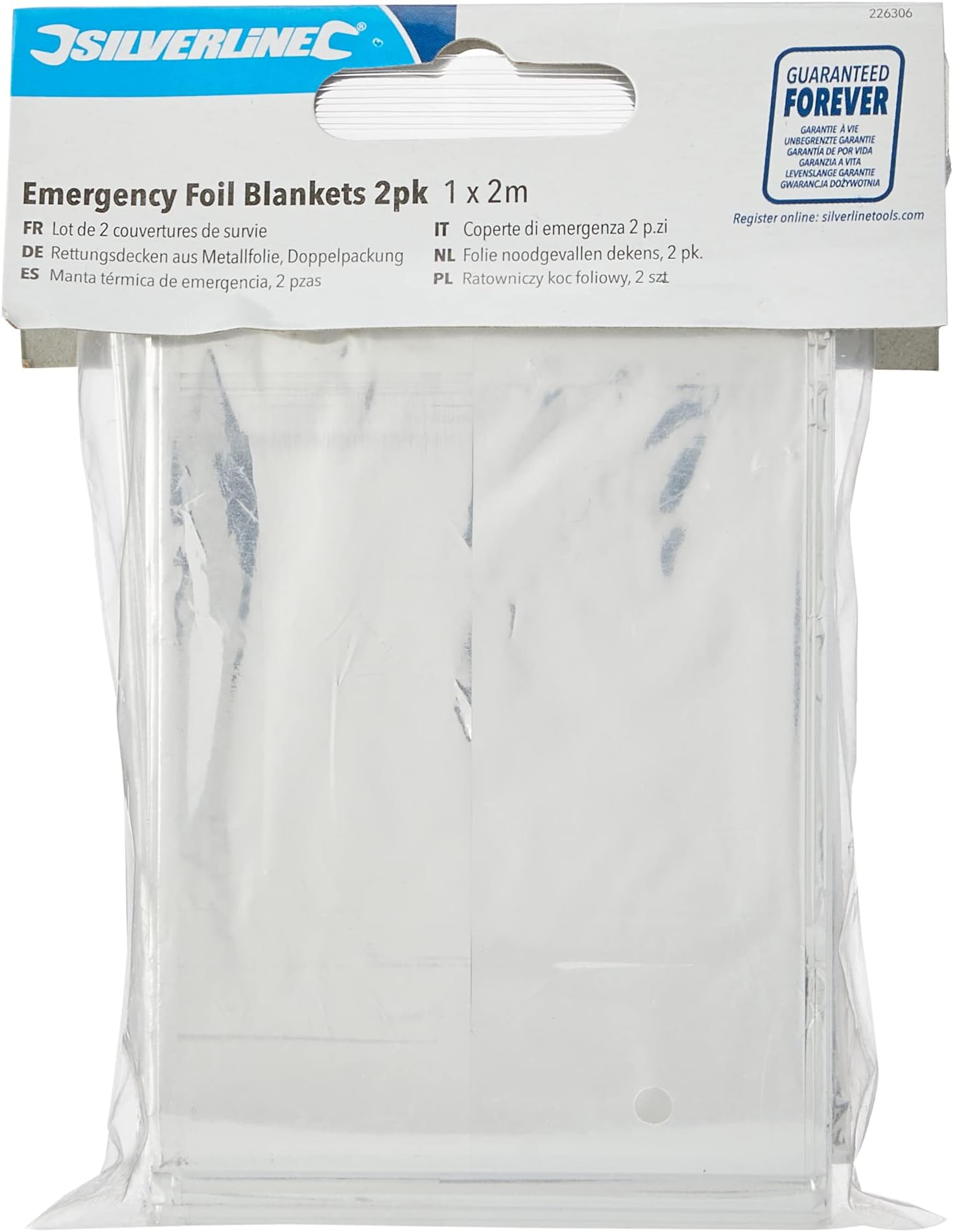 Silverline 226306 Emergency Blanket 2pk 1m x 2m
