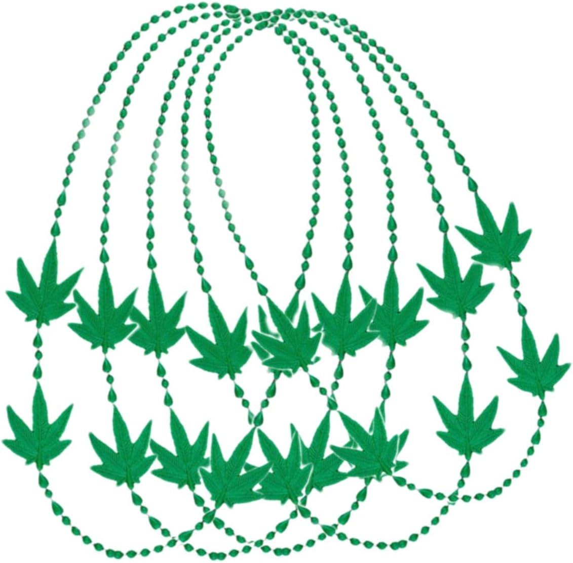 blinkee Pack of 24 Non Light Up 4 Charm Pot Leaf Opaque Green Necklace