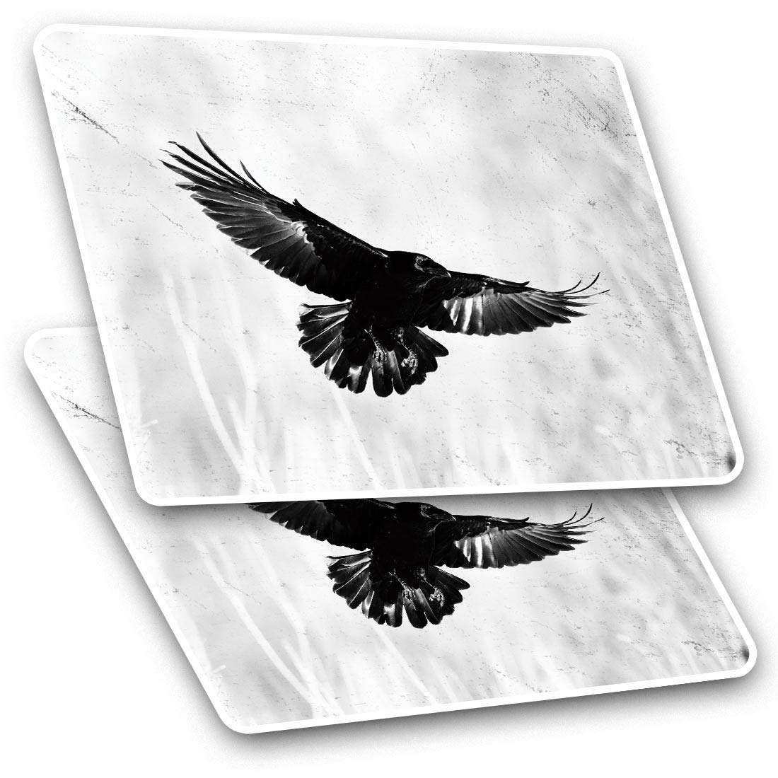 Destination Vinyl Ltd Multi Rectangle Stickers (Set Of 2) 10Cm - Flying Black Raven Crow Bird Fun Decals For Laptops,Tablets,Luggage,Scrap Booking,Fridges, #21240