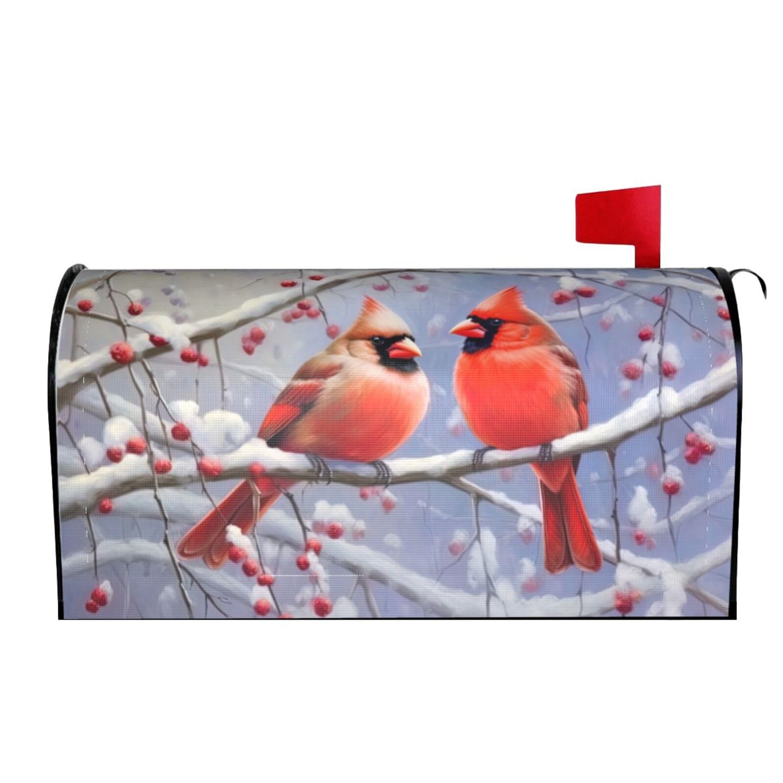 Winter Red Bird 01 Mailbox Covers Magnetic Wraps Post Letter Box Cover Garden Home Decor