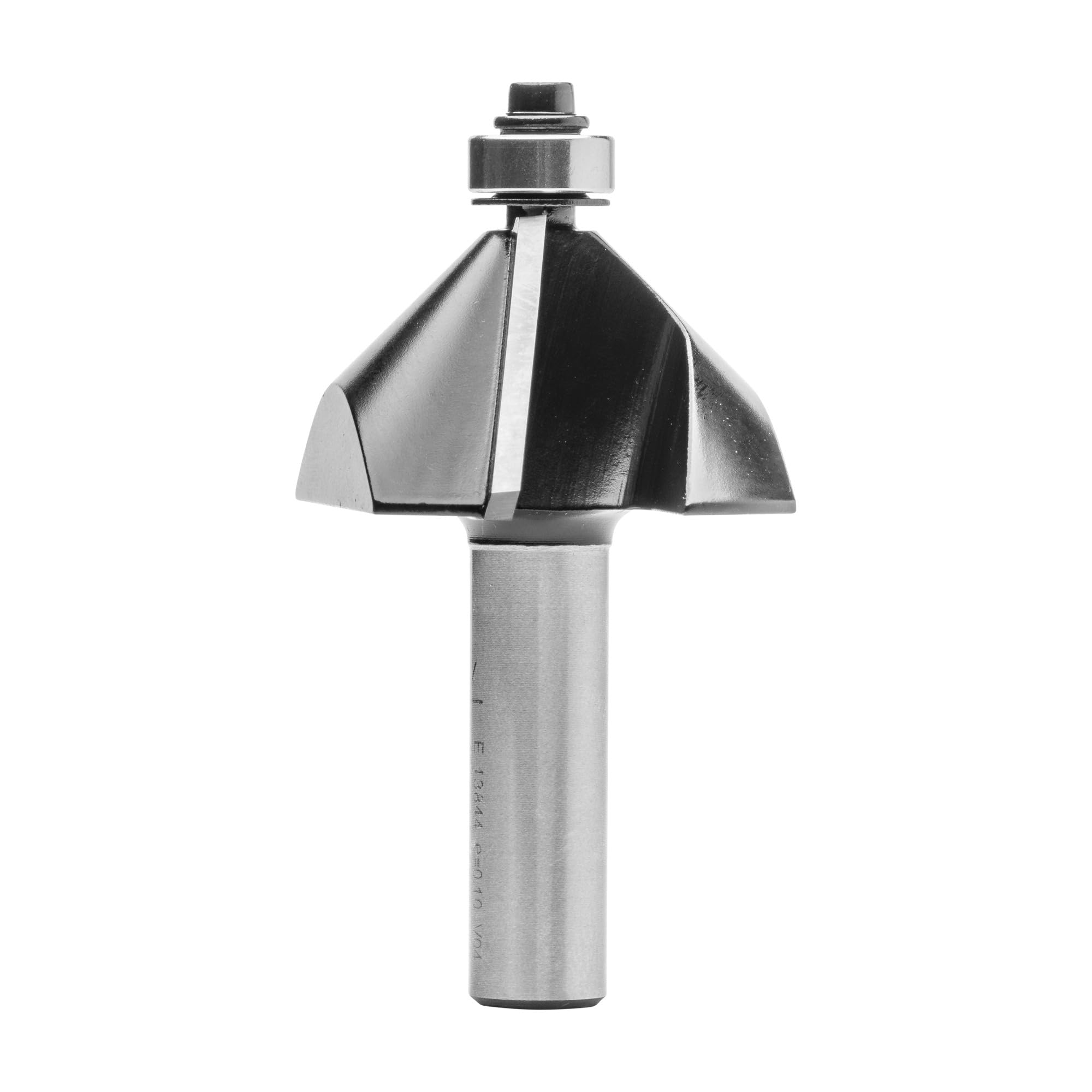 ENT 13844 Fresa de chaflán, en carburo, vástago (S) 12 mm, diámetro (D) 57,2 mm, NL 22,2 mm, E 45°, SL 40 mm, con rodamiento