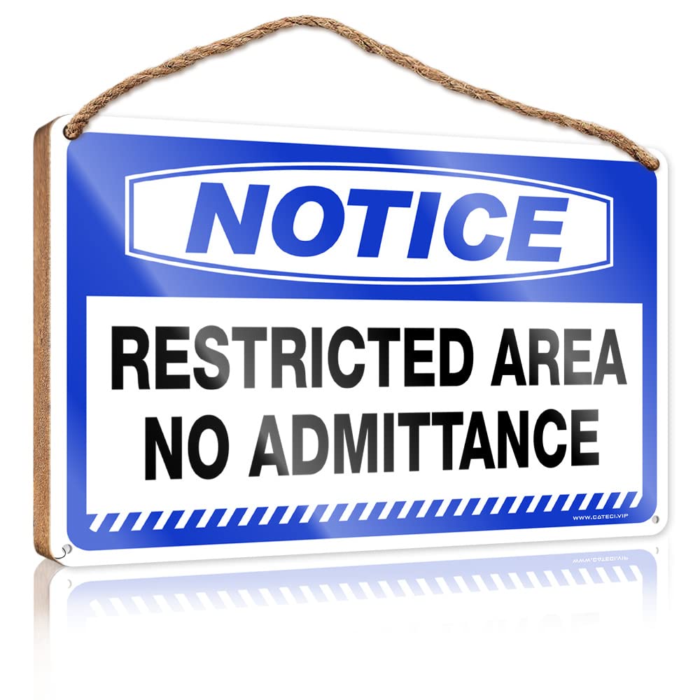 DTHA Funny Bathroom Decor Notice Restricted Area No Admittance Wooden Sign Door Hanging Decoration Teen Room Decor(15X28CM)