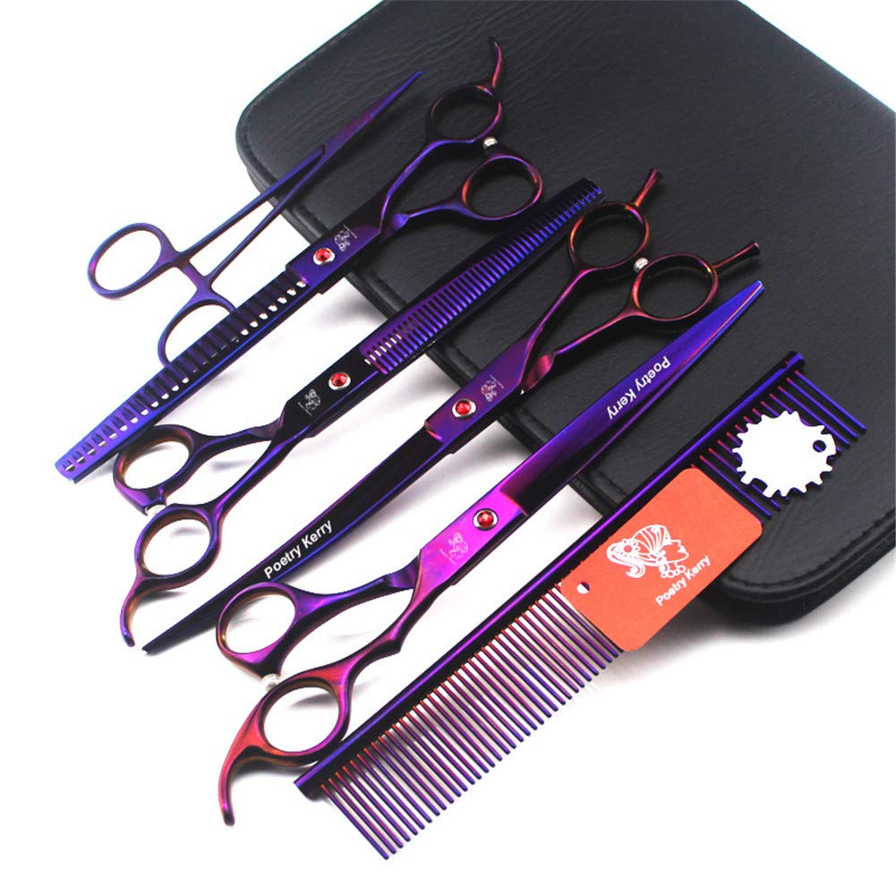 DESAV Set De Ciseaux De Toilettage Professionnel De 6,0 Pouces pour Chien De Compagnie, Cisailles Droites Ciseaux Courbés pour Chat, Kit De Coupe Durable Léger pour Animaux Coupe De Cheveux