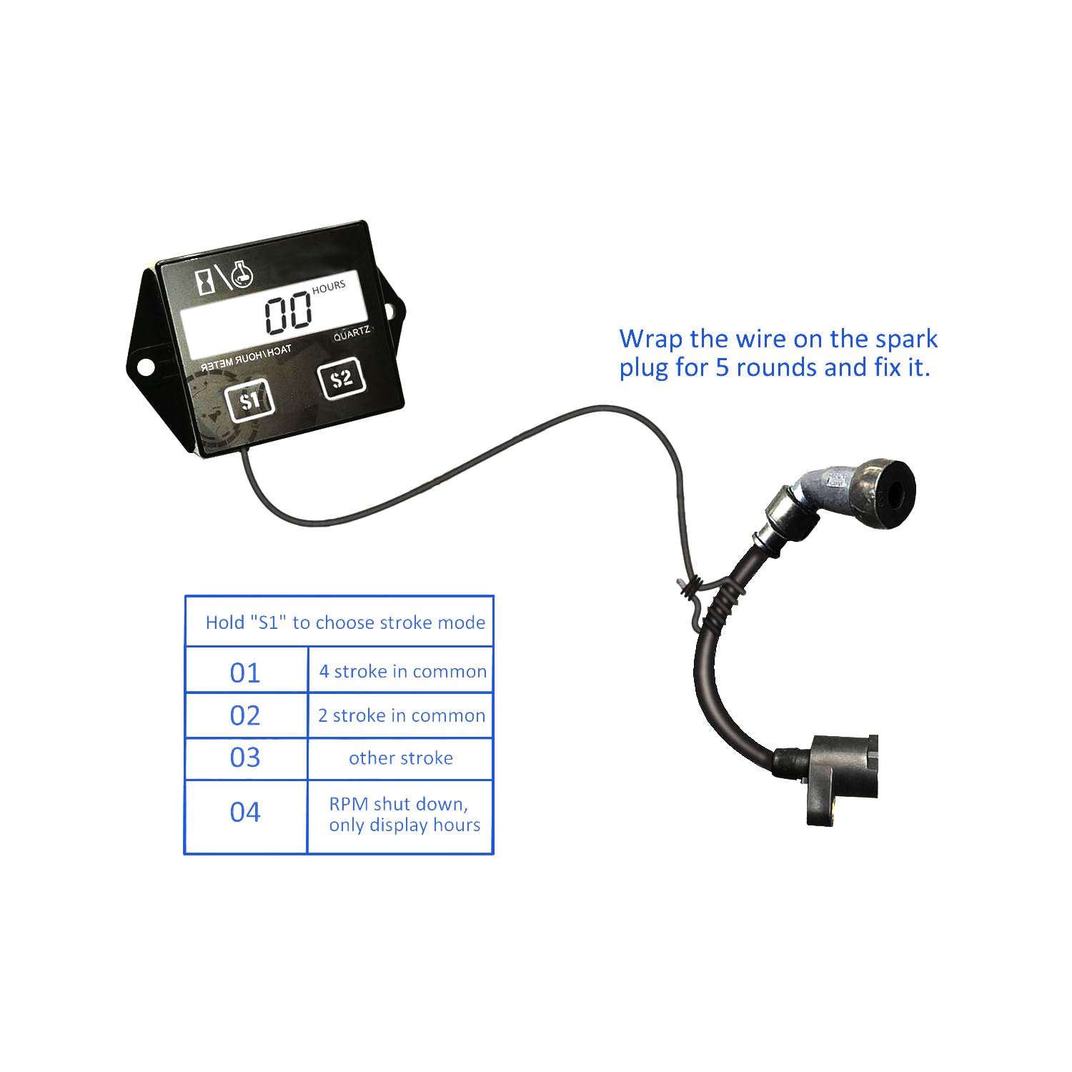 IP68 Waterproof Engine Hour Meter IP68 Waterproof Hour Meter - Digital Inductive Engine Hour Counter For Motorcycles & Small Engines Motorcycle Hour Meter - Foto 3