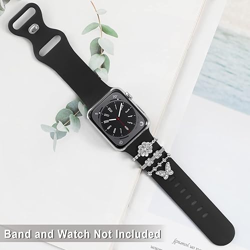 Vista 16 de ALMNVO Bling Diamond Charms for Apple Watch Bands Charms 46mm 45mm 44mm 42mm 41mm 40mm 38mm 49mm,Sparkle Metal Sliding Decorative Rings for iWatch