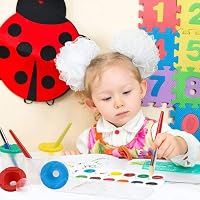 TopHomer Gyerek Ecsetkészlet 4 Színes Pohárral, Kiöntésbiztos Festéktartók Fedéllel, Iskolai Festékeszközök Kezdőknek 7