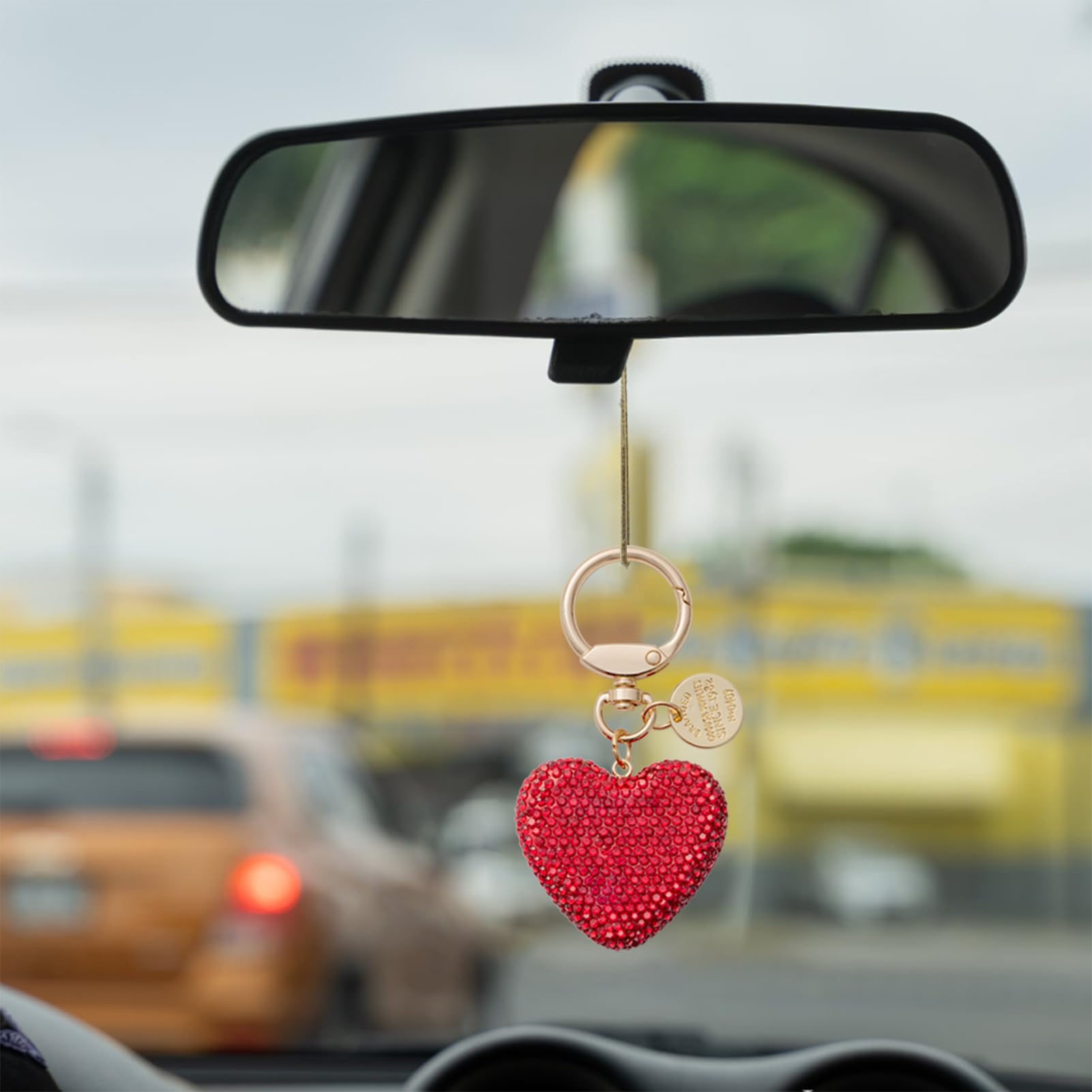 CHUQING Portachiavi a forma di cuore Portachiavi per auto Portachiavi con strass glitter Regalo per coppie, San Valentino, Natale