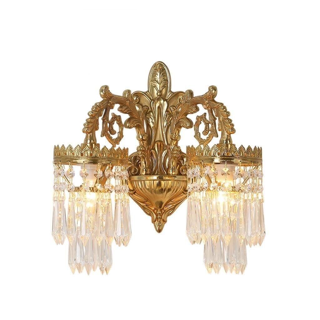 LYOUAE European Style Crystal Wall Light Vintage All-Copper Wall Sconce