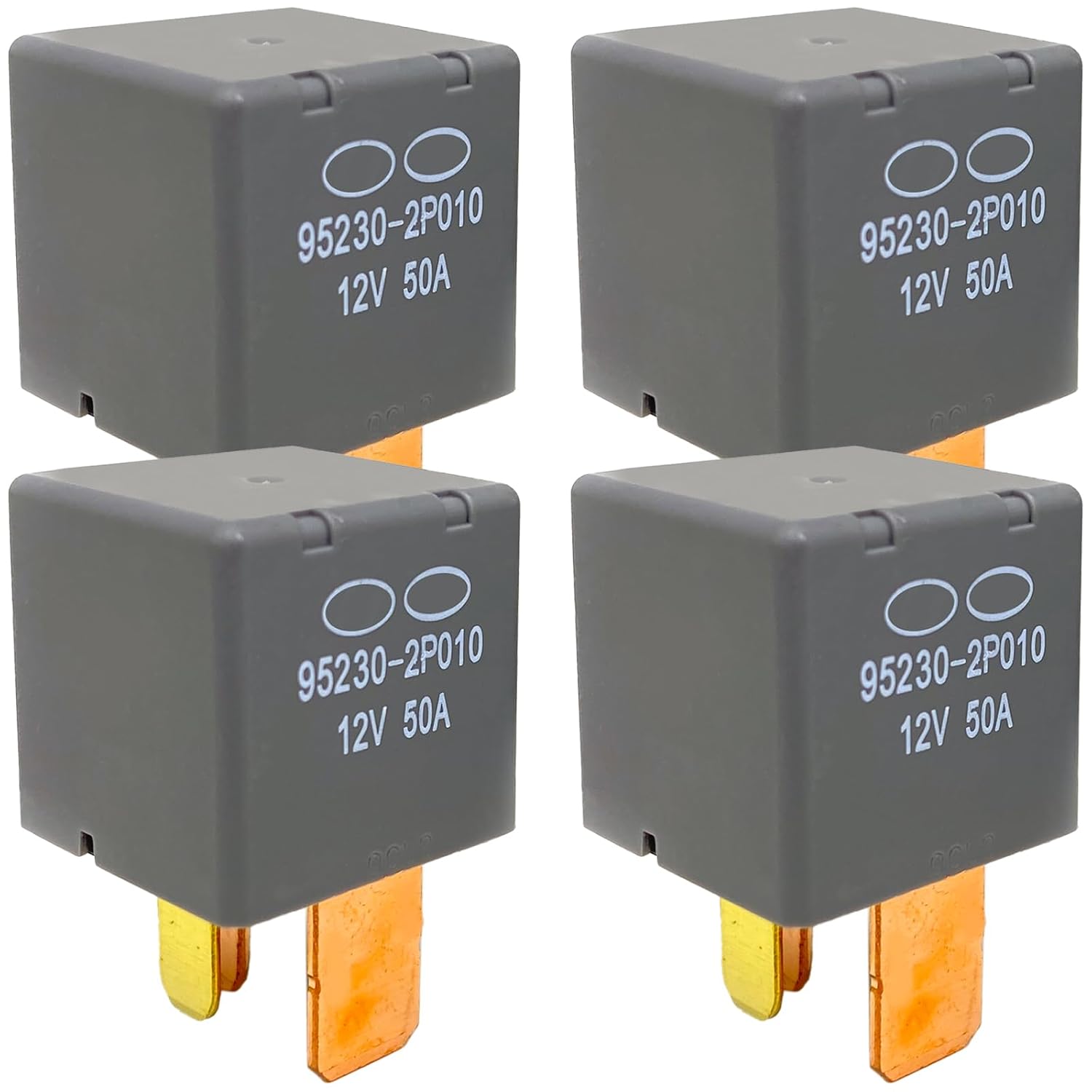 95230-2P010 12V 50A 4-Pin Relay (4-Pack), Compatible with Hyundai Santa Fe Tucson Palisade & Kia Sorento Sportage, OE# 95230-2P010 Replacement for Fuel Pump & Horn Repair
