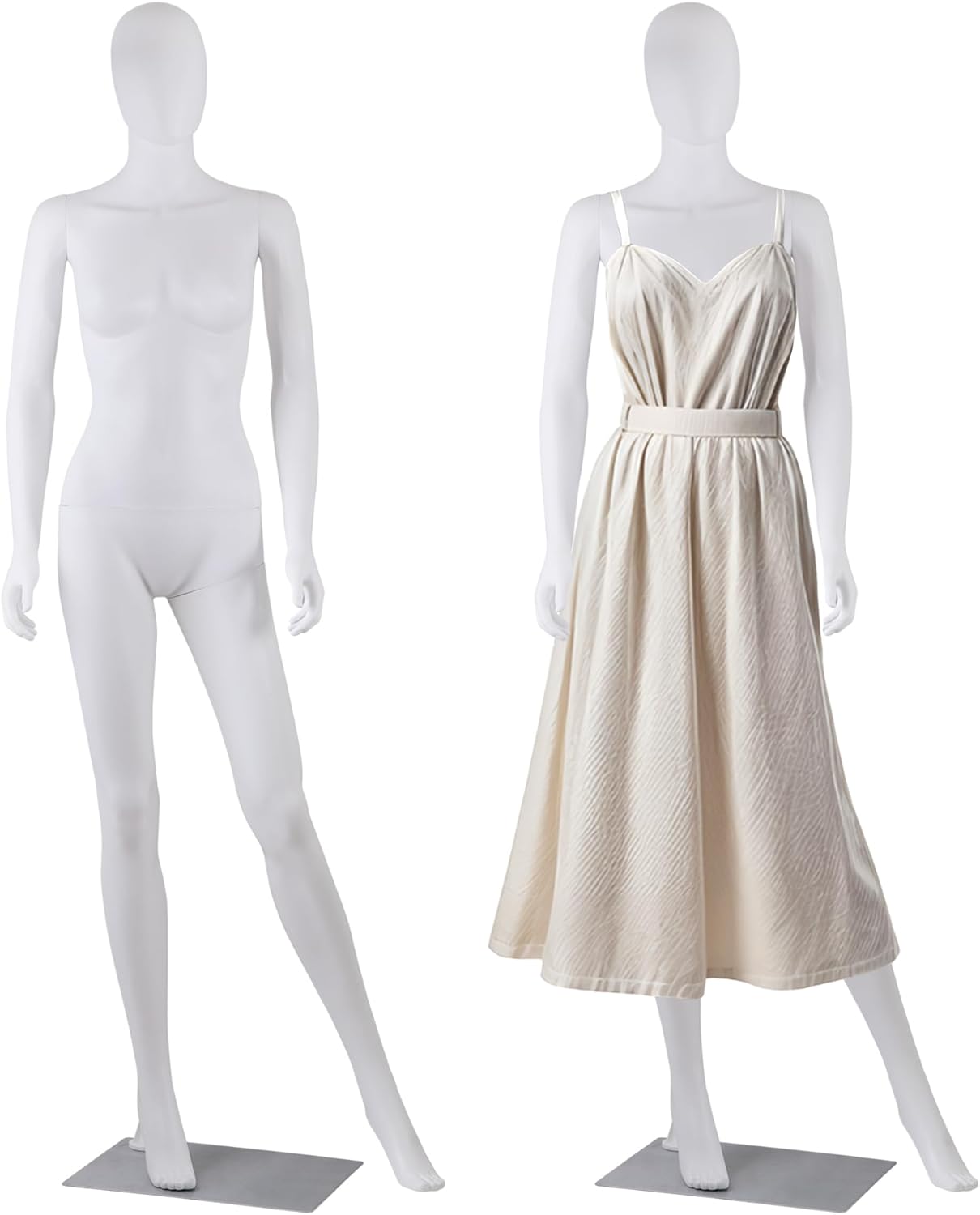 Full Body Dress Form 69 inch Adjustable Mannequin Stand Realistic Display Head Turns Sewing Model Metal Base White