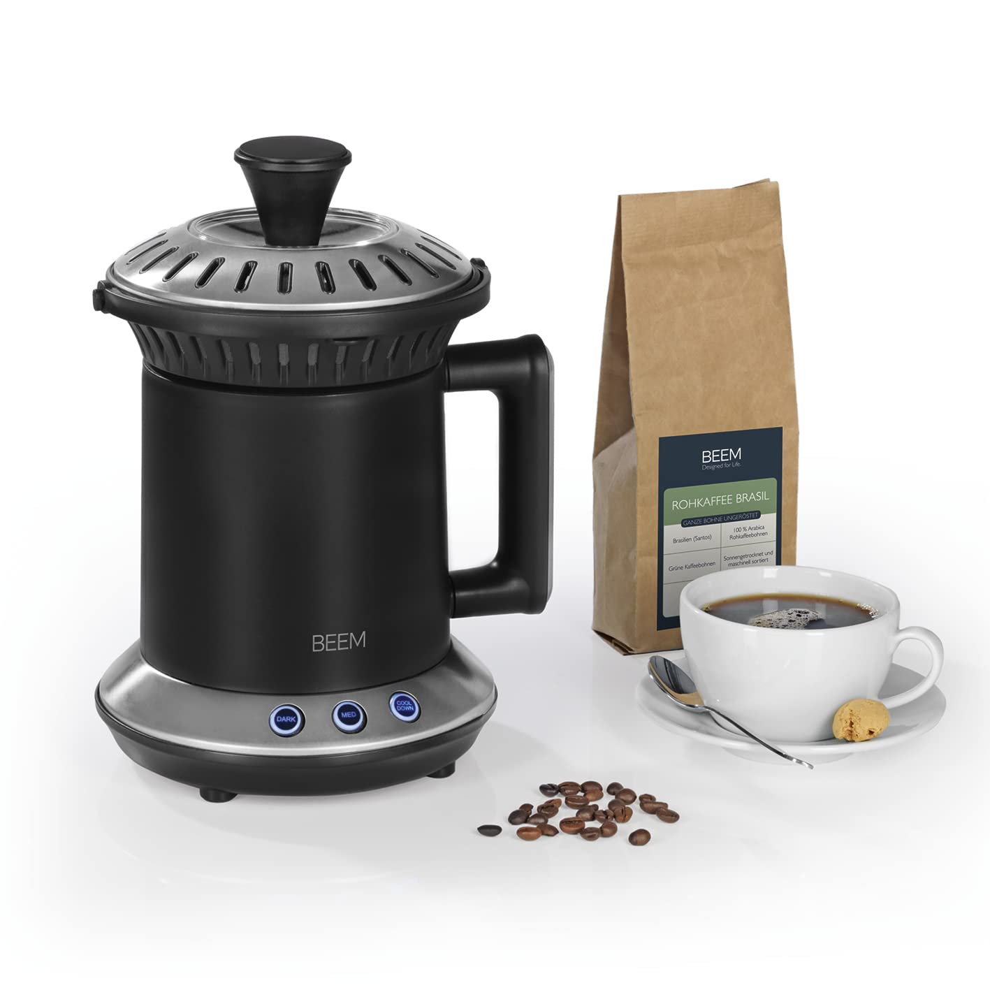 BEEM ROAST Kaffeeröster | 2 Röstgrade einstellbar | Intervallröstung [Edelstahl, Borosilikatglas]