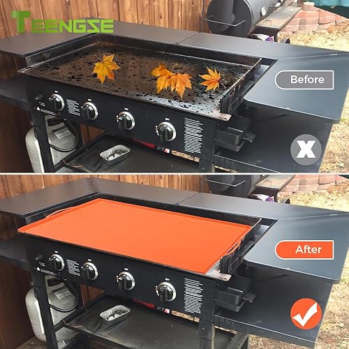 Miniatura 5 de Tapete protector de 22 pulgadas, reutilizable, con asa compatible con Blackstone Grill parte superior plana, grado alimenticio y resistente (naranja)