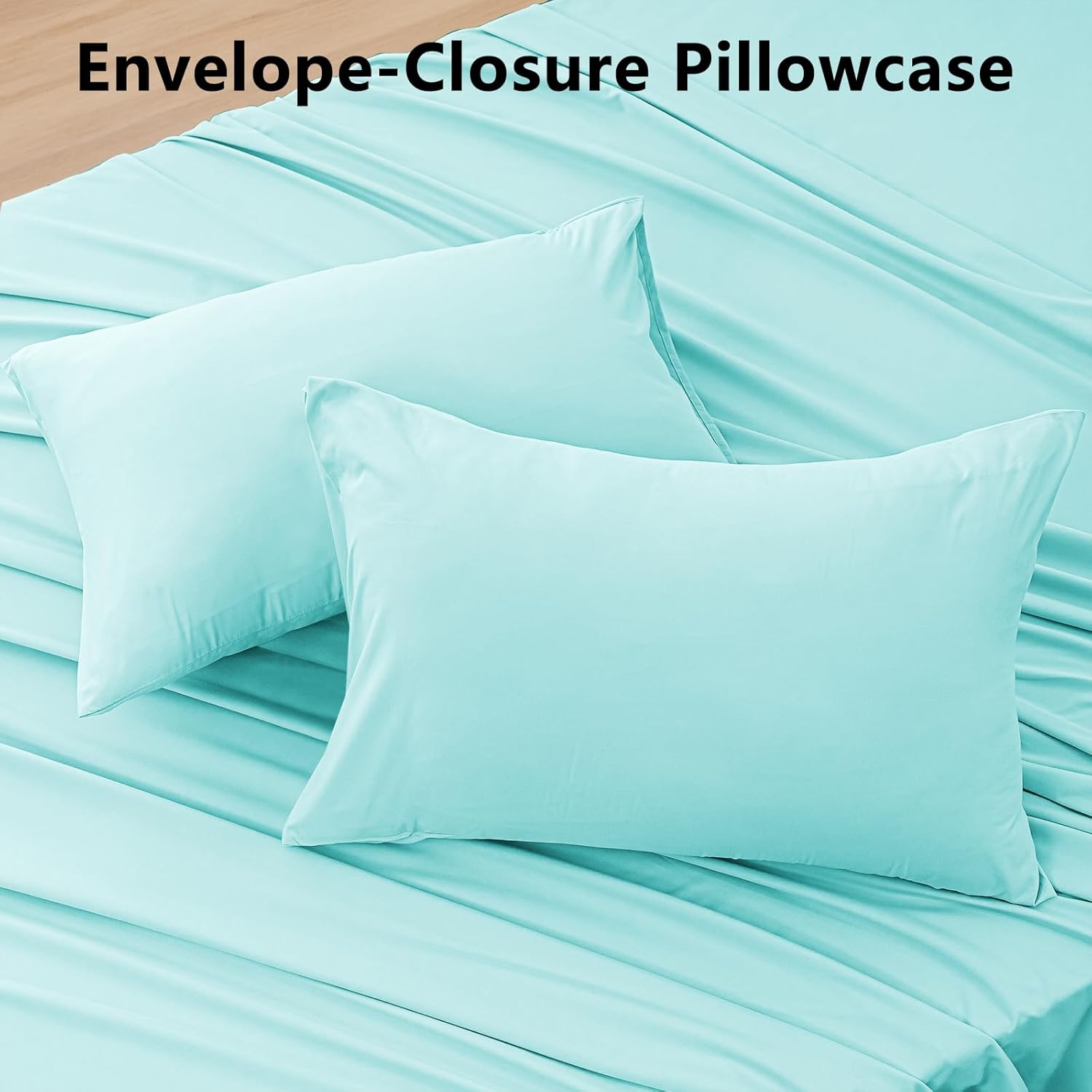 Queen Size 4 Piece Sheet Set - Hotel Luxury Bedding for Queen Size Bed - Soft and Breathable Bed Sheets Set - Deep Pocket Sheets,Wrinkle & Fade Resistant(Queen, Spa Blue)