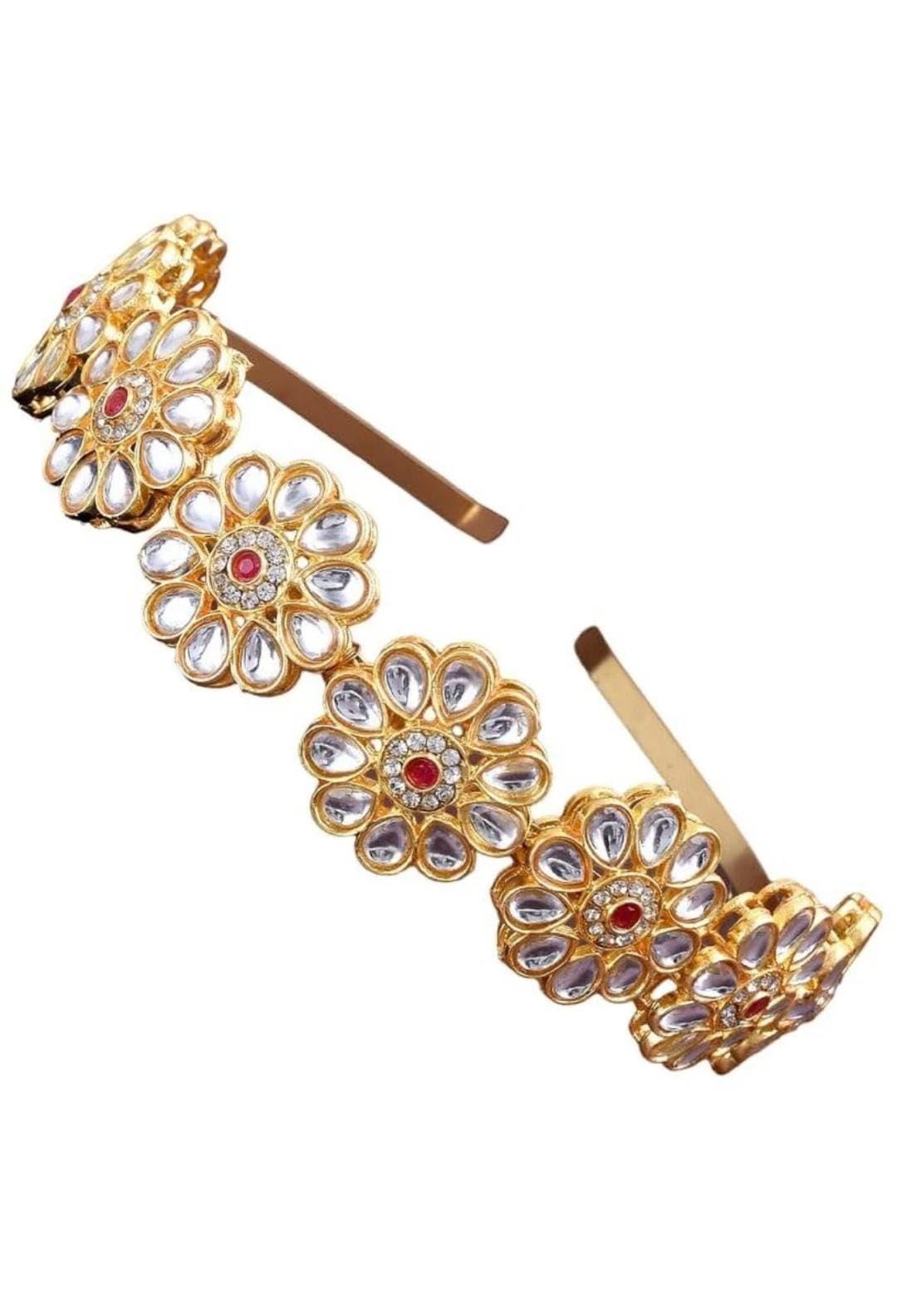 Kundan Studded Matha Patti Sheesh Patti Head Chain Traditional Headband Hairband Jewellery Hair Chain for Women and Girls(Golden) (B0D1K9JFZS) Amazon Price History, Amazon Price Tracker