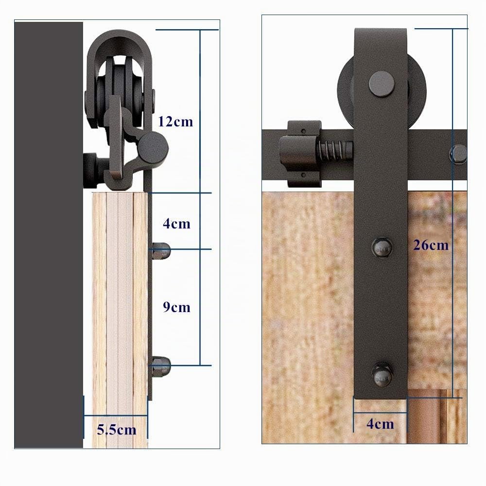 CCJH 2.46M/8FT Quincaillerie Kit de Rail pour Porte Coulissante, Rail Porte Coulissante à Double Porte pour Une Porte Suspendue en Bois