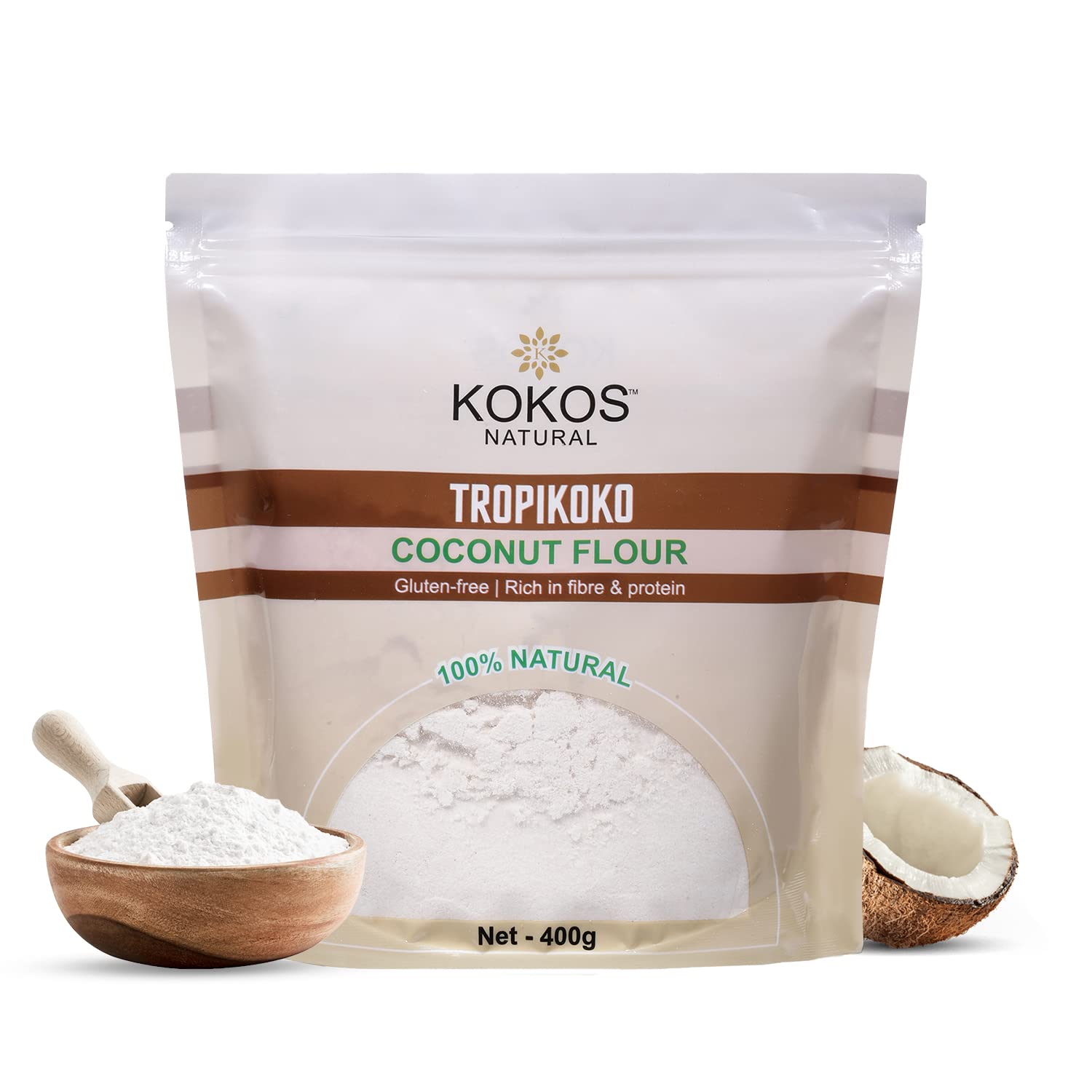 Kokos Natural Coconut Flour 400 Gm - Gluten-Free, High in Fiber & Protein, Ideal for Keto Diets, Supports Heart Health, Weight Loss & Digestion (B08M66NB9H) Amazon Price History, Amazon Price Tracker